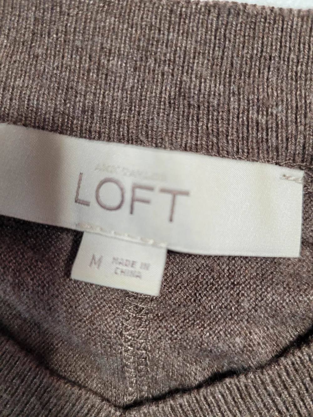 LOFT Brown V-Neck Long Sleeve Sweater - Picture 2 of 3